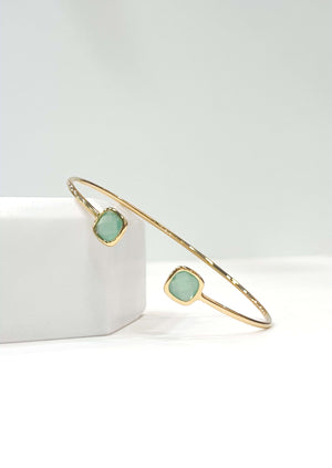 Bobart Bijoux - Jonc Femme - Jonc Pierre - Bracelet Femme - Bracelet Plaqué Or - Bracelet Pierre - Jonc Plaqué Or