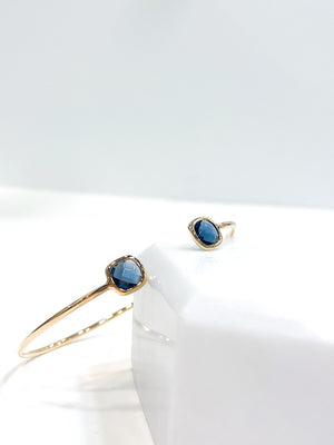 Bracelet Femme - Bijoux Femme - Bijoux Créateur - Jonc Pierre Bleu - Jonc Plaqué Or - Bijoux Pierre - Bijoux Fantaisie - Bracelet Femme Bleu - Bobart Bijoux