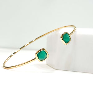 Bracelet Vert Émeraude - Jonc Femme - Bijoux Créateur - Bijoux Fait Main - Bracelet Femme Vert - Bracelet Femme - Bijoux Vert Émeraude - Bijoux Vert - Bijoux Plaqué Or - Jonc Plaqué Or - Plaqué Or - Bracelet Plaqué Or