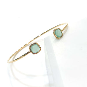 Jonc Pierre - Bracelet Femme - Bijoux Créateur - Jonc Femme - Bracelet Pierre Verte - Bracelet Pierre - Bijoux Vert - Vert D'eau - Bijoux Plaqué Or - Bobart Bijoux