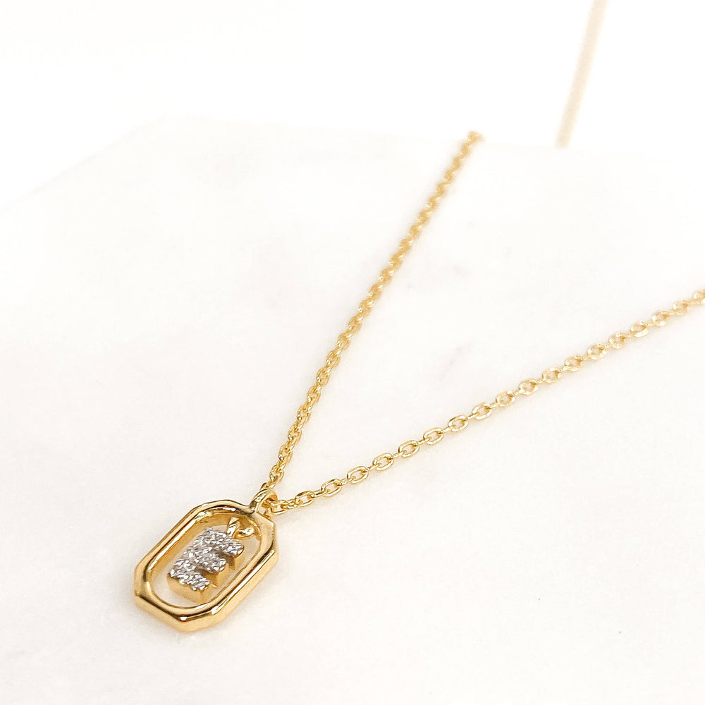 Collier Lettre E Mini - Zircon Blanc