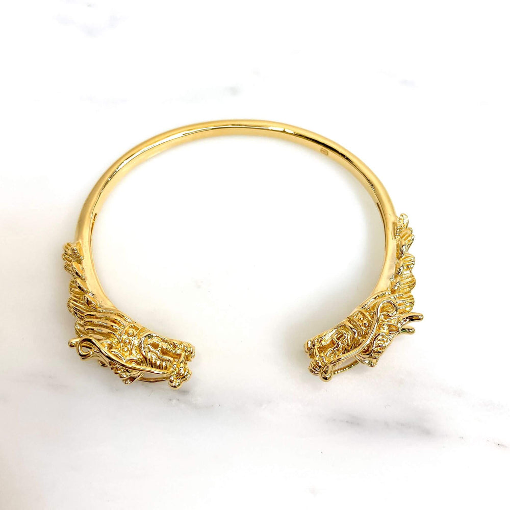 Jonc tête de dragon - plaqué or - bijoux créateur originaux