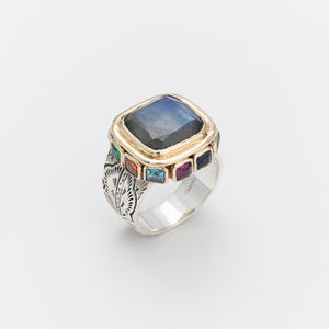 Bague CANYON argent et Labradorite carrée - Antique