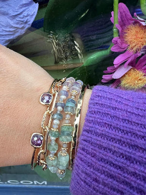Bracelet Maora- Amétrine, Fluorite et, Nacre, pierres semi précieuses, bijoux créateurs