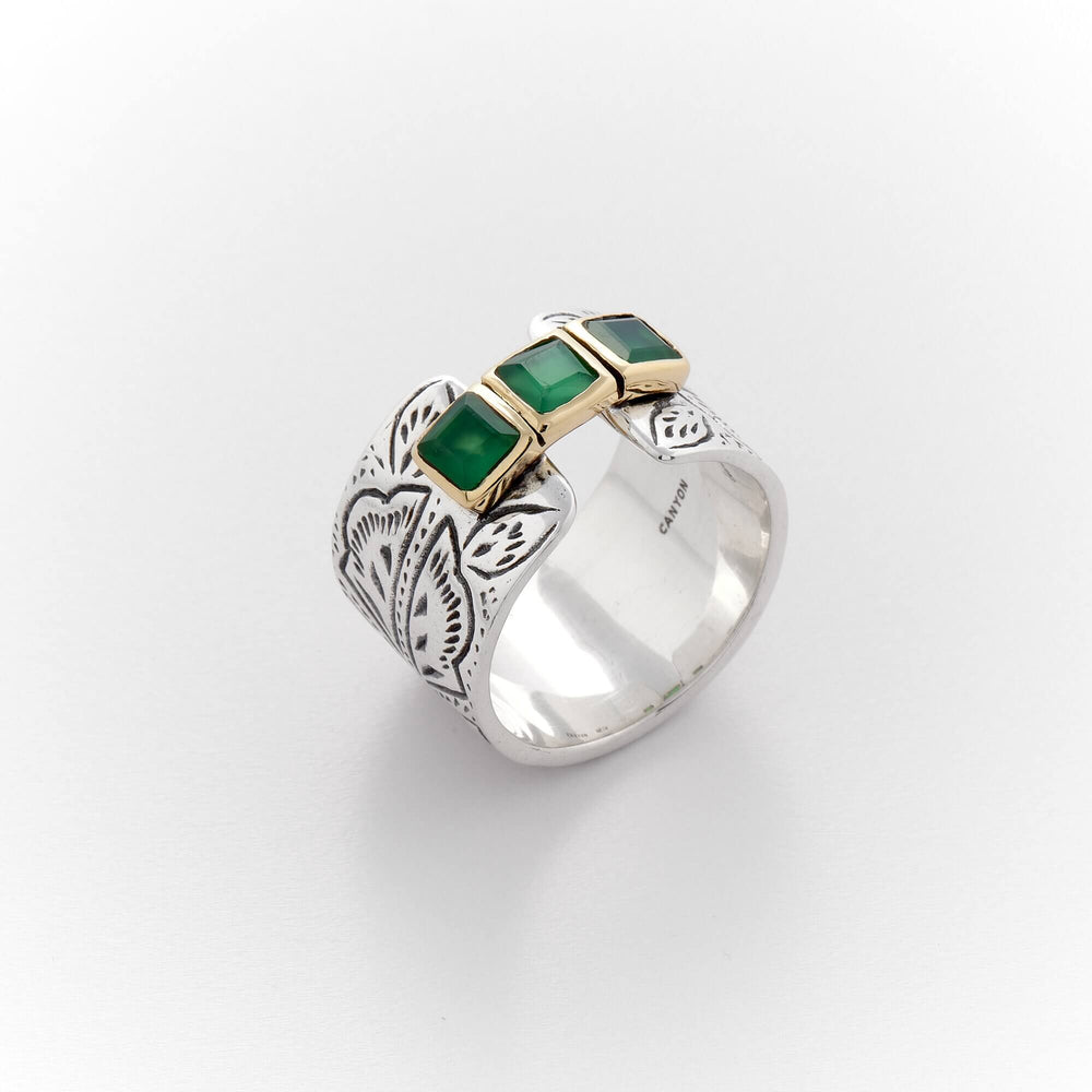 Bague en argent 925 CANYON - laurea -onyx verte