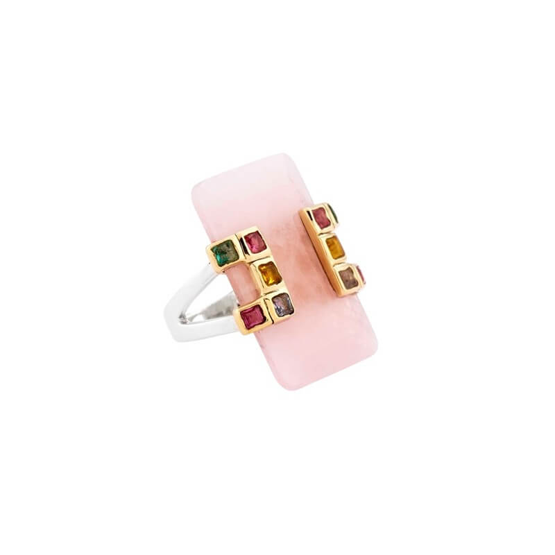 Bague argent et Calcédoine rose - Cassia
