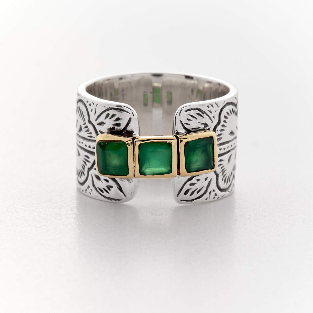 Bague argent et Onyx verte carrée - Lauréa