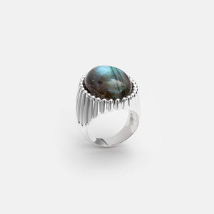 Bague large argent cabochon labradorite - Canyon bijoux argent