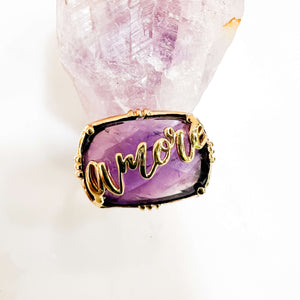 bague ajustable amethyste amore plaque or au fil de lo
