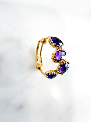 bague amethyste plaque or au fil de lo 
bijou createur bague pierre semie précieuse bague reglable ague violette