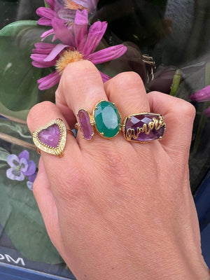 bague amethyste plaque or pierres fines bijou createur idee cadeau
