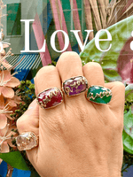 bague plaque or onyx verte amore bijou createur bague reglable - bague originale- bague exprimant l'amour- bague pierre semie precieuse- au fil de lo-boutique bijoux- createur français-