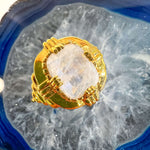 Bague art déco labradorite blanche