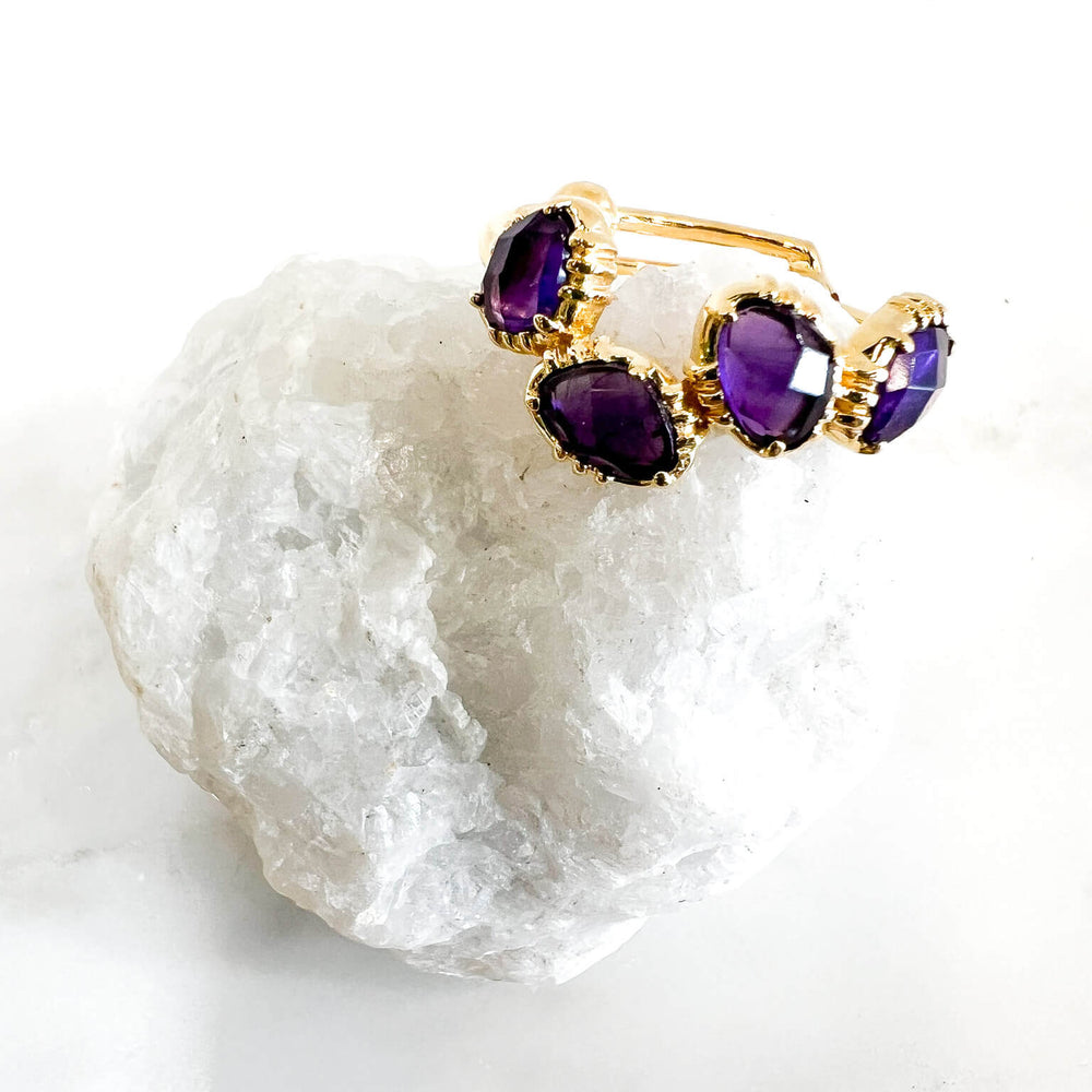 Bague réglable Elégance intemporelle Amethyste