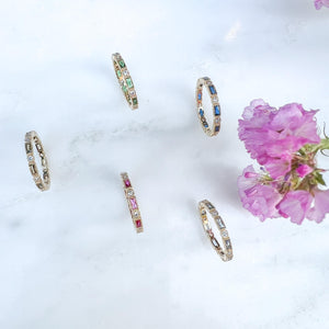 bague coloree plaque or barette et zircon vert bleue kaki ciel fushia