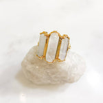 Bague ELA - labradorite blanche  plaque or