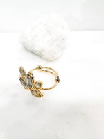 bague plaque or reglable ajustable fleur de lotus pierre de labradorite bijou createur plaque or idee cadeau femme cadeau originale bijou boheme 