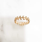 Bague Feuille Laurier zircons