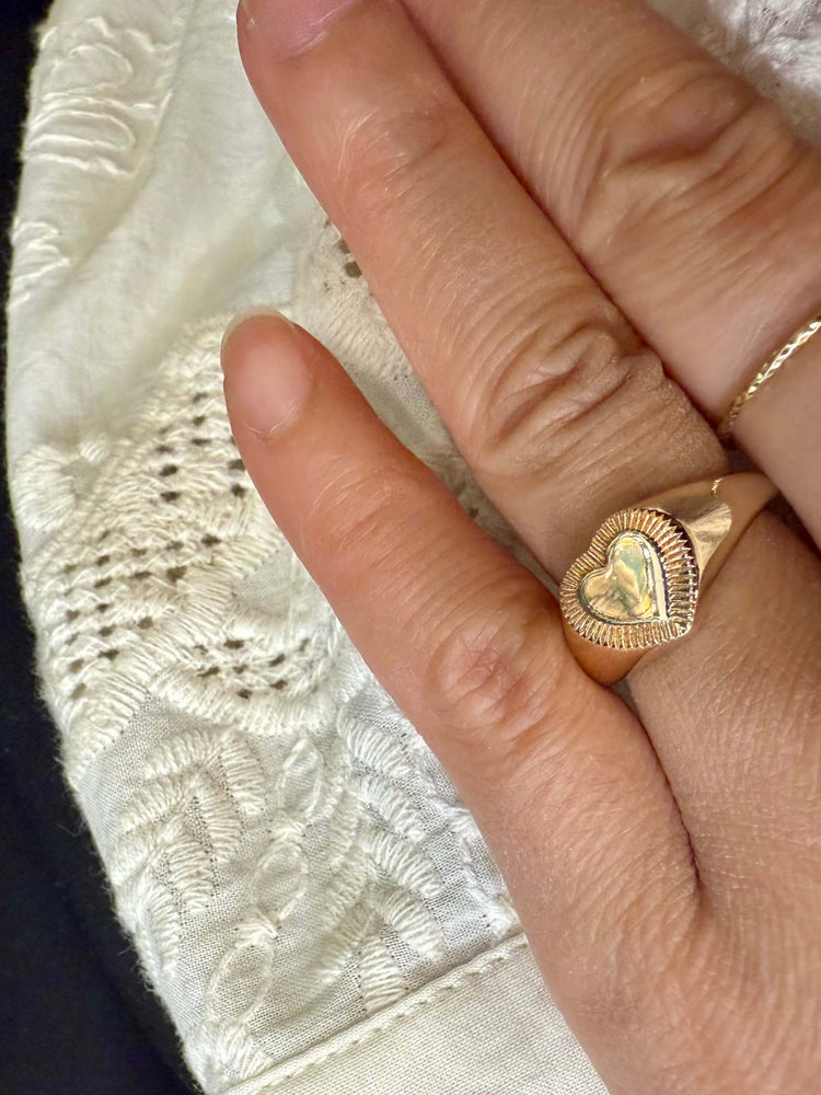 bague plaque or coeur