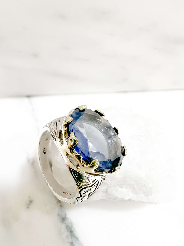 Bague argent massif pierres bleues et nacrées - Montres & Bijoux Bague argent massif pierres bleues et nacrées - Montres & Bijoux