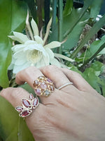Bague “Lotus de Feu" – Grenat Plaqué Or