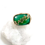 Bague Amore onyx verte plaque or