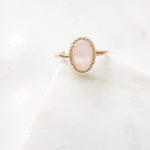 Bague Quartz rose plaque or