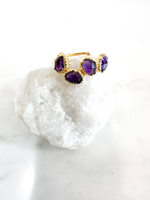bague reglable amethyste plaque or au fil de lo creatrice francaise bijou e qualite bijou feme idee cadeau