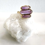 Bague réglable Trio Amethyste