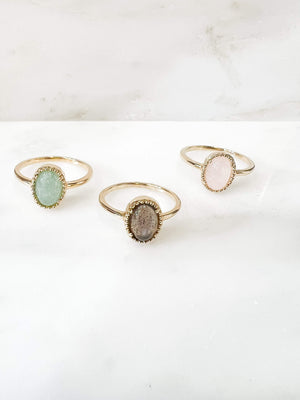 bagues pierres semies precieuses pierre colorees plaque or acenturine labradorite quartz rose bijou classique
