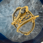 Bague réglable Serpent plaqué or - cristal de roche