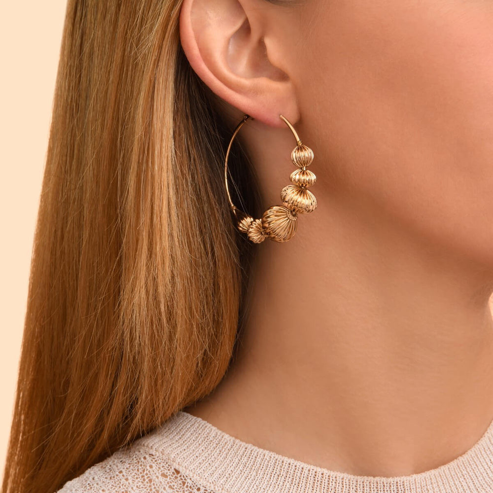 Boucles d'oreilles créoles perles godron - Bijoux Satellite Paris