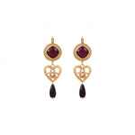 Boucles d'oreilles dormeuses bois cristaux Prestige - Bois rouge