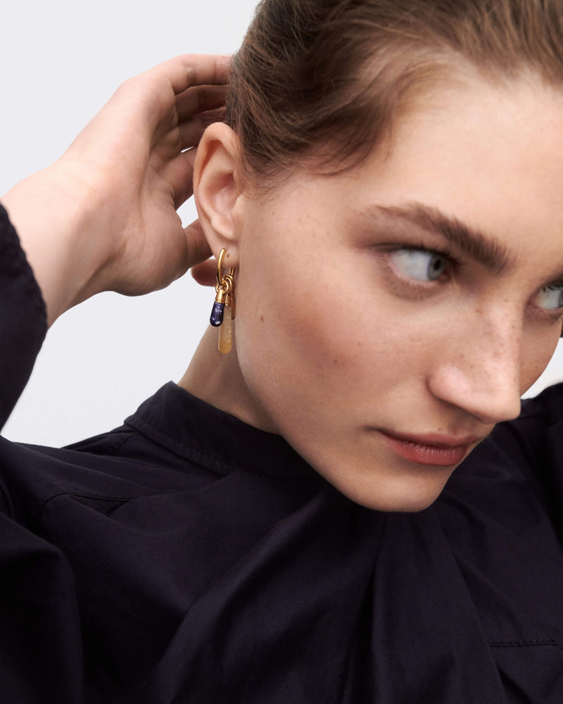 bijou d'oreille de caractere pd paola bijou bleu boucle d'oreille sodalite argent plaque or bijou createur jupiter boucle pierre naturelle à l'unite idee cadeau pour femme stylee bijou tendance