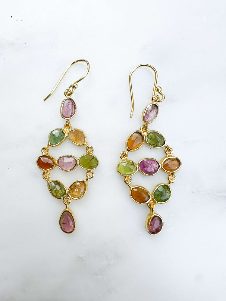 oucles tourmaline, boucles argent 925 plaqué or, bijoux pierres naturelles, boucles pendantes élégantes, boucles multicolores, bijoux femme chic, tourmaline naturelle, boucles originales, bijoux artisanaux, cadeau femme