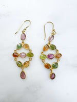 oucles tourmaline, boucles argent 925 plaqué or, bijoux pierres naturelles, boucles pendantes élégantes, boucles multicolores, bijoux femme chic, tourmaline naturelle, boucles originales, bijoux artisanaux, cadeau femme