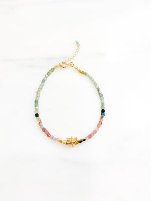 bracelet pierre cube multicouleur tourmalines colorées plaque or bracelet createur bijou boheme pierres semie precieuses