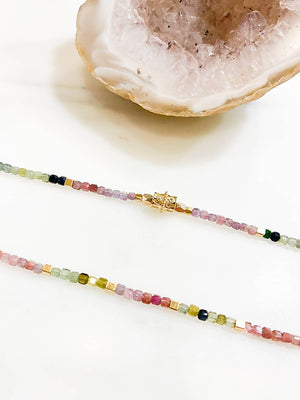 bracelet tourmalines plaqué or multicouleur cube bijou createur fabrique a paris bracelet pierres semies précieuses bijou boheme