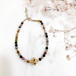 bracelet tourmaline plaque or original bijou createur 