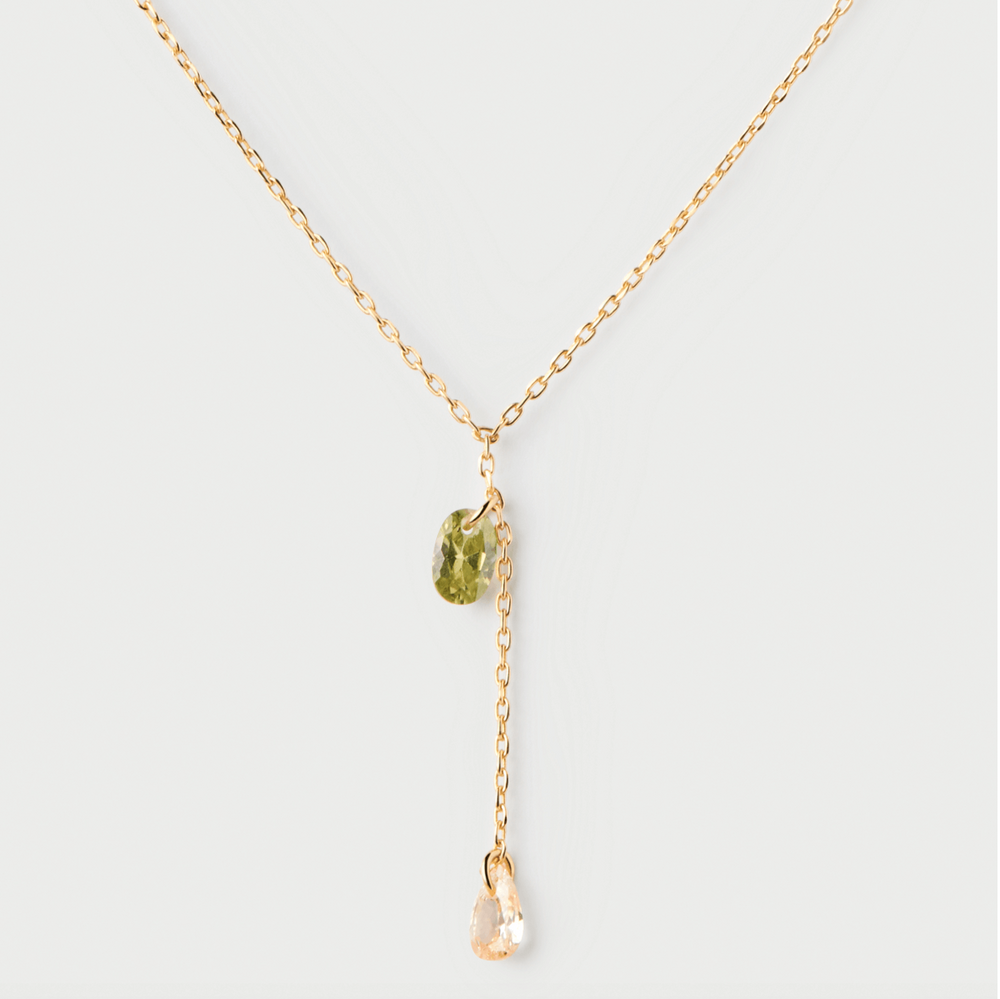 Collier Linda zircon vert et pêche