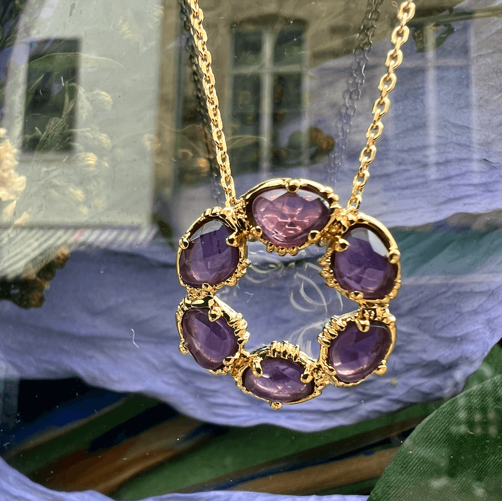 Collier Cercle Améthyste plaque or