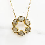 Collier Cercle Labradorite plaque or