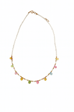Élégant collier en labradorite et tourmalines multicolores. Fait main en plaqué or. Bijou naturel, énergétique et raffiné pour femme