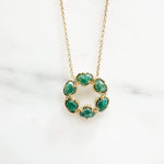 Collier Cercle Silimanite vert émeraude plaque or