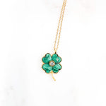 Collier Porte-Bonheur Trèfle en Malachite