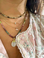 collier tourmalines multicouleurs et pendentif  pierre de lune bijou createur 