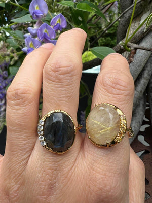 Bague pierre Au fil de Lo - Bague labradiorite ovale