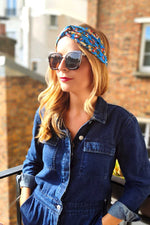 Headband bleu fleuri - Laure derrey