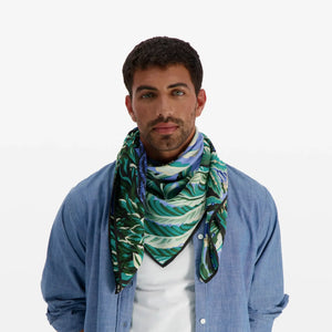 Foulard Carré Chatou - Vert menthe - Inoui Edition - soie et modal   - collection mixte 