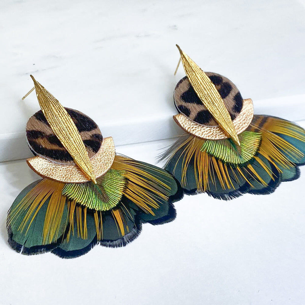 Boucles d'oreilles Plumes Palma LADY AMHERST